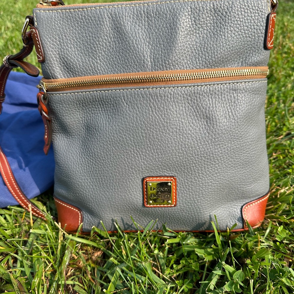 Dooney & Bourke Gray and Tan Leather Crossbody